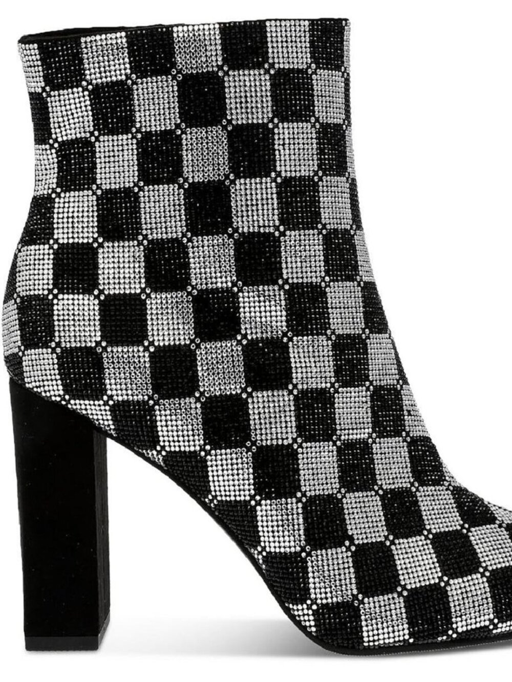 Wild Pair: Ingridd Rhinestone Bling Checkerboard Dress Booties (Sz 9.5)